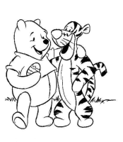 A coloring page of winnie the pooh - group